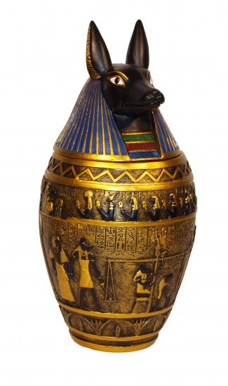 Vase Canopé Anubis – Art Égyptien en Résine d’Art
